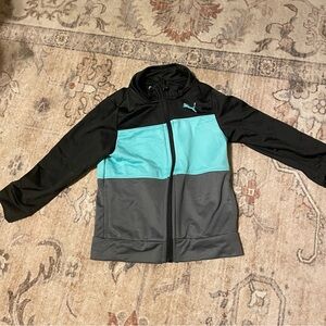 Puma Kids' Black and Teal Jacket